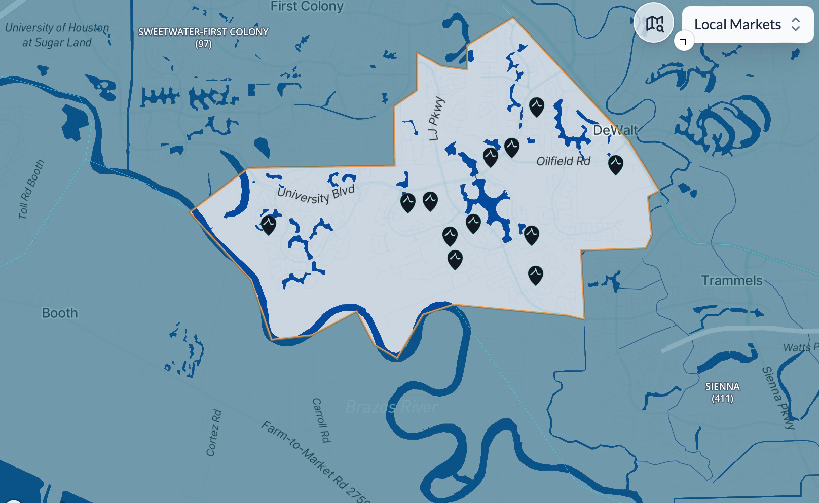 Exploring Houston areas with Icon's local market explorer